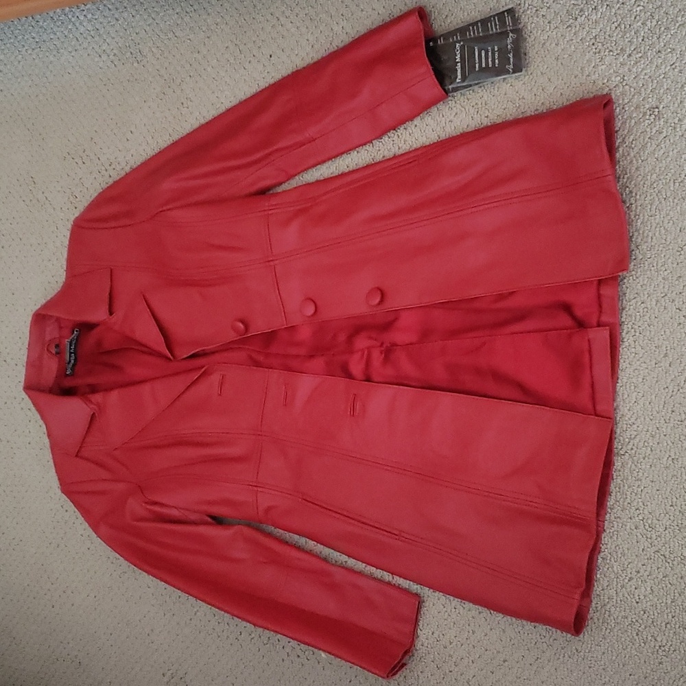Pamela McCoy leather trench coat